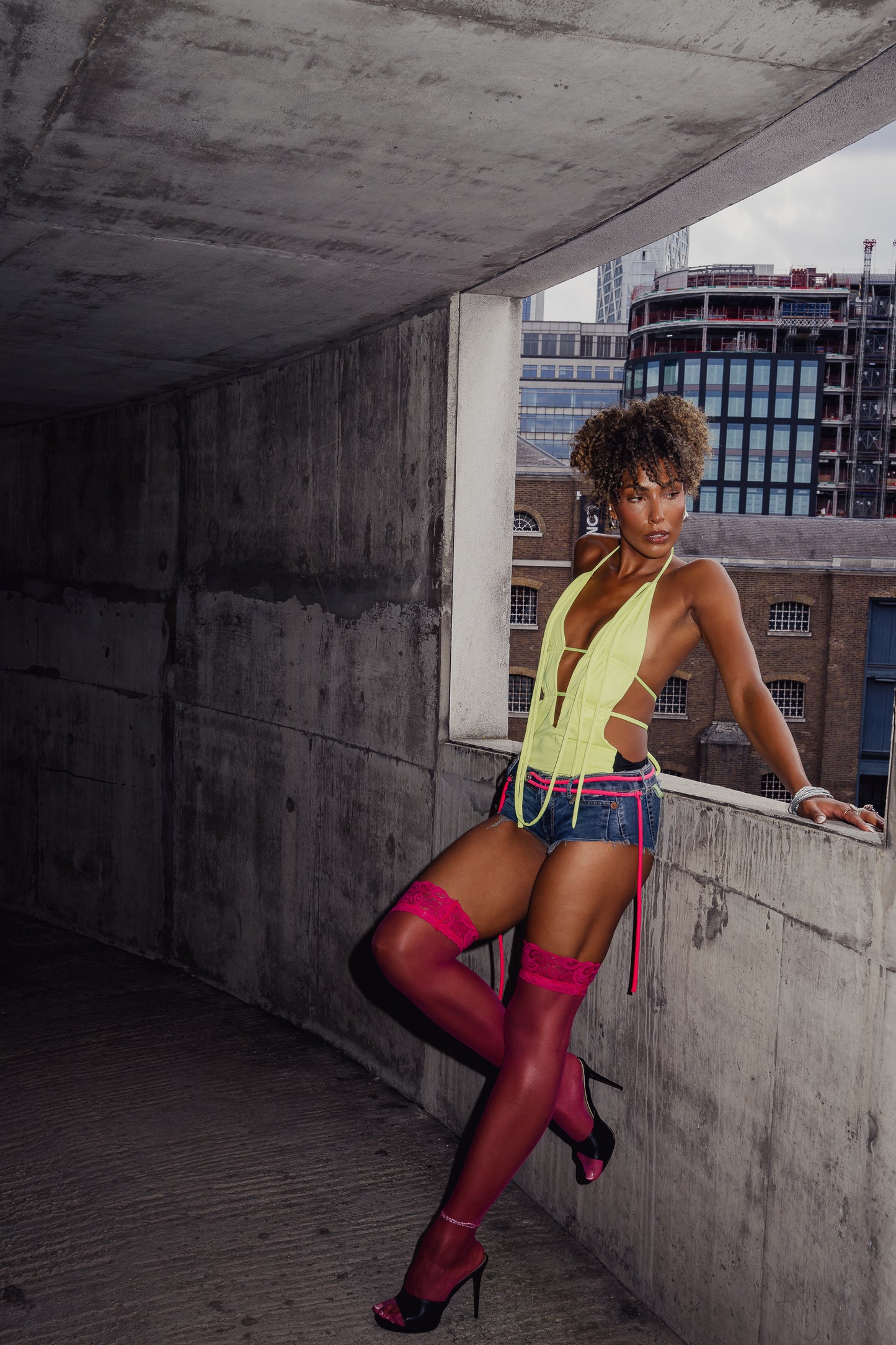 Electric Yellow Cut Out Multi Strap Top